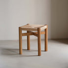 POOTOO's Solid Wood & Woven Straw Vintage Low Stool Overall Display Image Showcasing the timeless design and natural materials of this low stool, perfect for enhancing your space with rustic elegance and practicality.