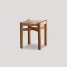 POOTOO's Solid Wood & Woven Straw Vintage Low Stool White Background Image Showcasing the charming design and natural materials of this low stool, perfect for adding a touch of rustic elegance to your space.