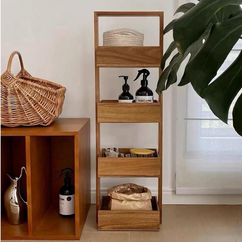 4-Tier Solid Wood Storage Rack - 34.6
