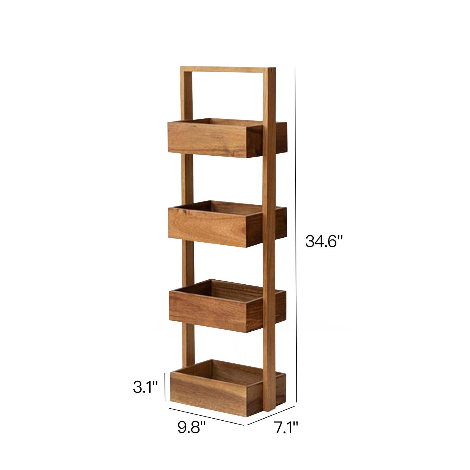 4-Tier Solid Wood Storage Rack - 34.6