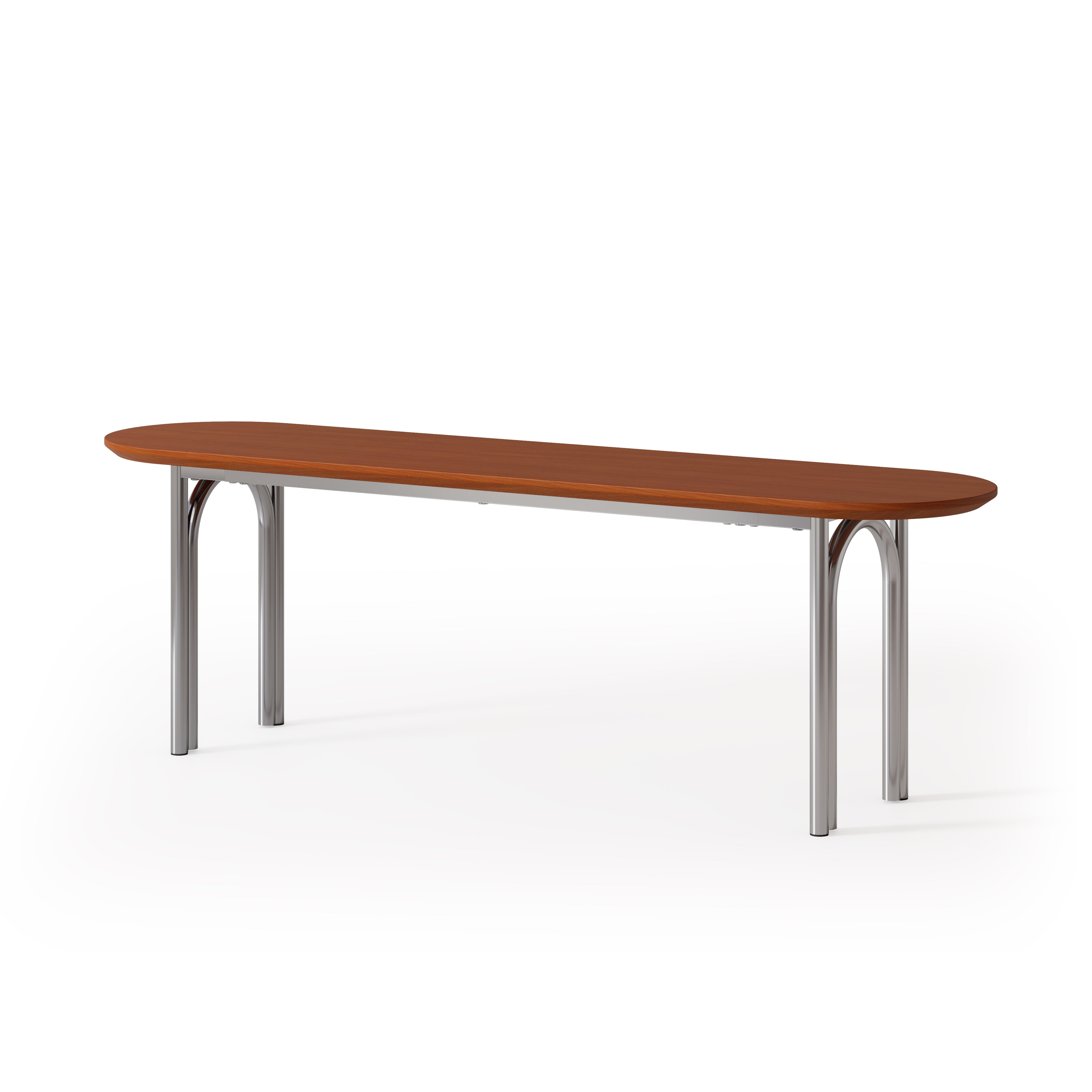 Mid-Century Vintage Solid Wood Stainless Steel Dining Table Set