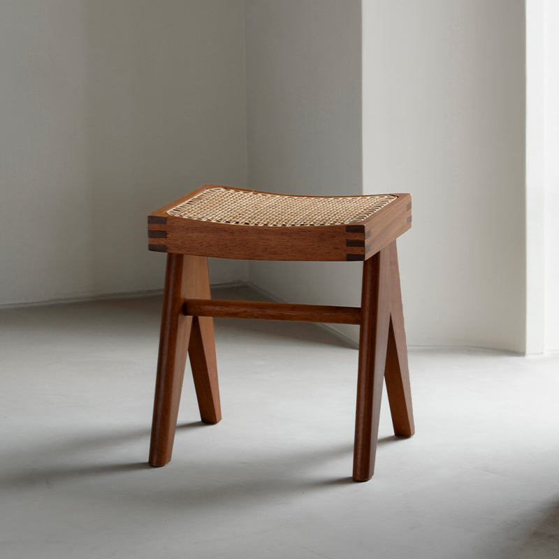POOTOO Teak Rattan Shoe Bench