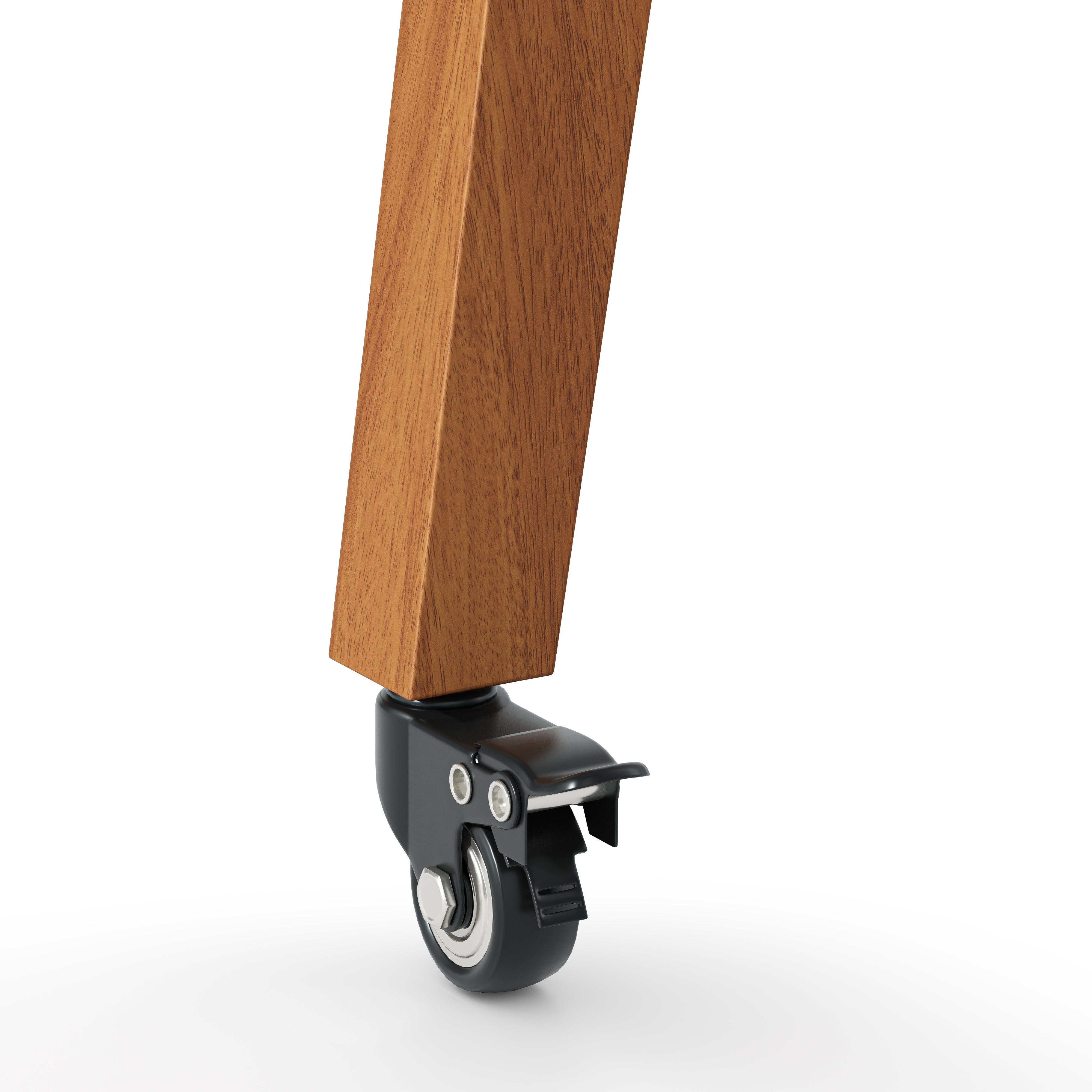 Rota rolling TV stand caster detail – smooth-rolling wheels with locking function, Chestnut