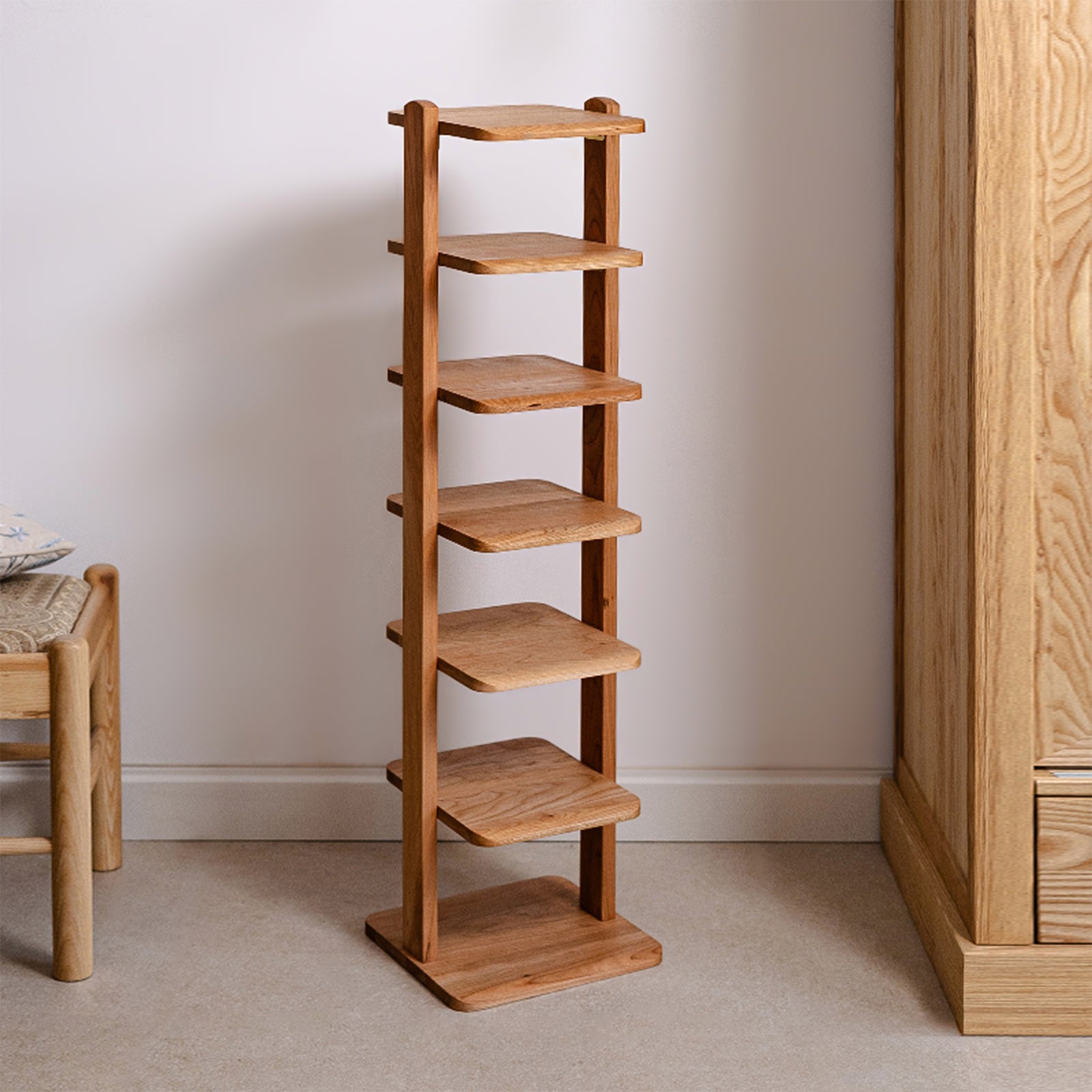 5-Tier & 7-Tier Vertical Solid Wood Narrow Shoe Rack, Entrance