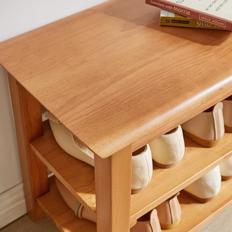 2-Tier Solid Wood Shoe Rack Bench, 31.5