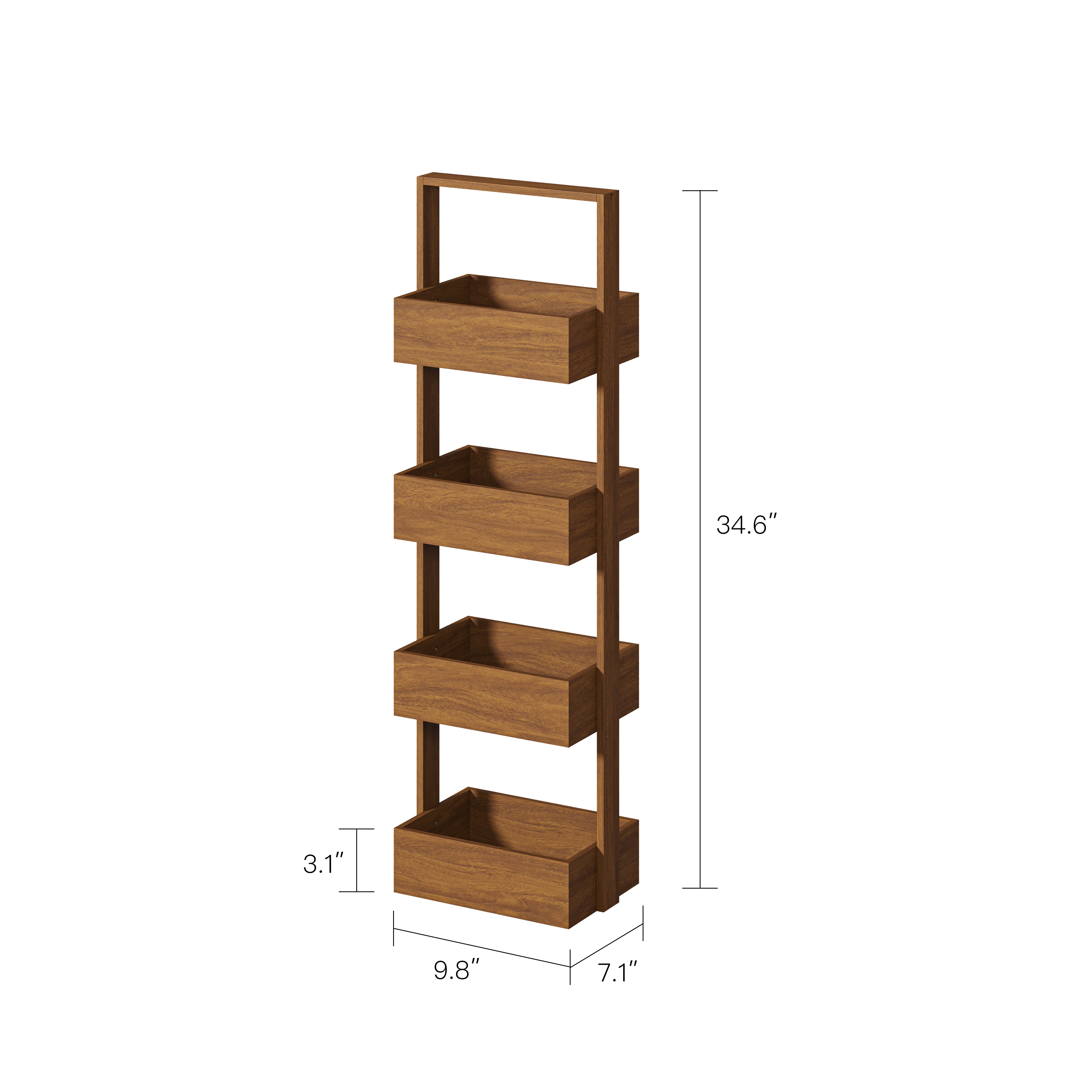 Solid Acacia Wood Storage Rack – 4-Tier Vertical Shelf — POOTOO