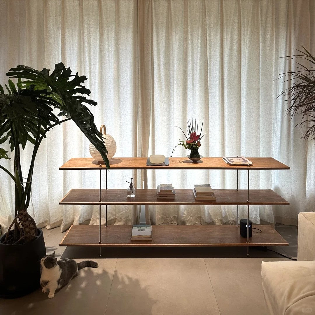 Mid-Century 3-Tier Wooden Display Shelving - 31.5