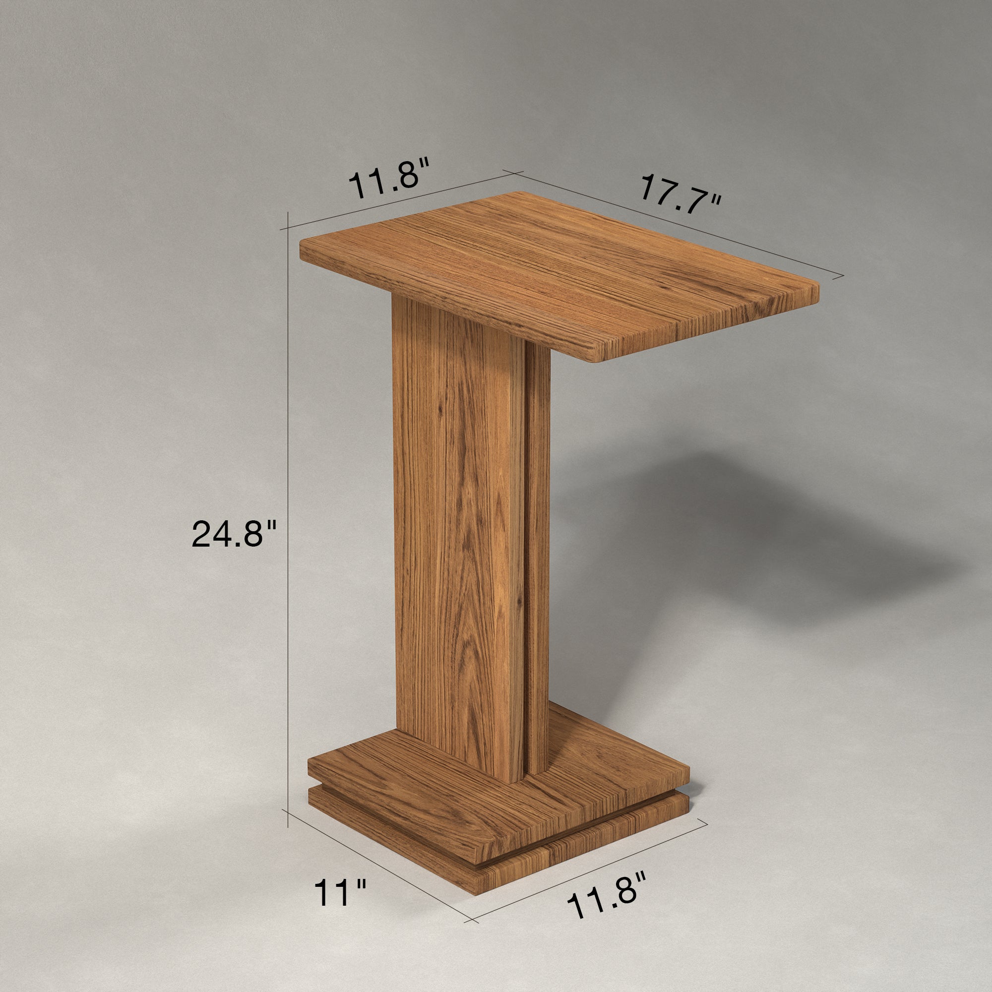 Dimensions of Pootoo's C-shaped Side Table, providing detailed measurements and proportions to help users select the right product.