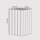 “Dimensions of Pootoo's Checkerboard Side Table, providing detailed measurements and proportions to help users select the right product.