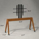 Dimensions of Pootoo's MCM Mobile TV Stand, providing detailed measurements and proportions to help users select the right TV stand.