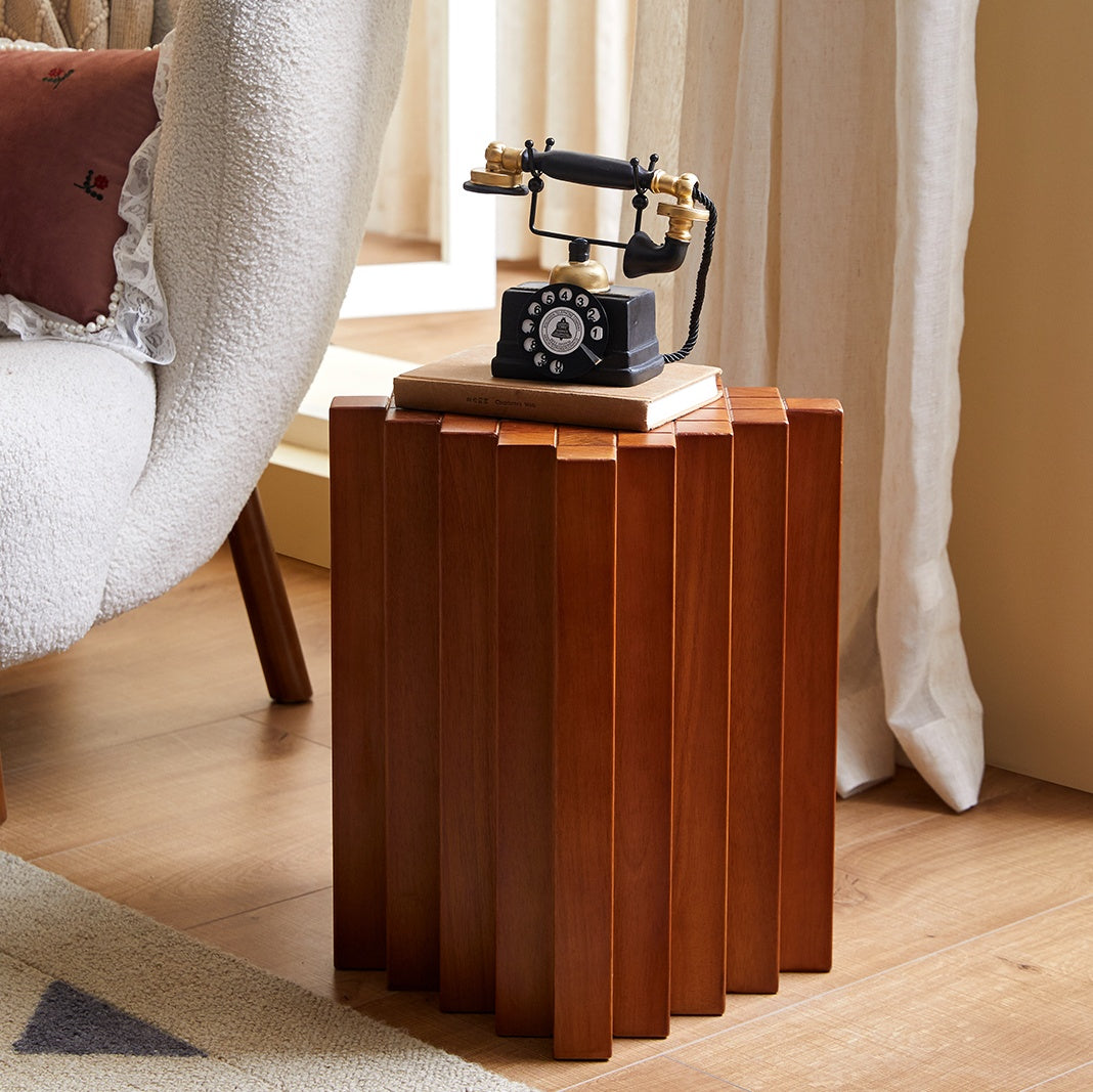 Ruter Side Table | Checkerboard Solid Wood Cube | POOTOO