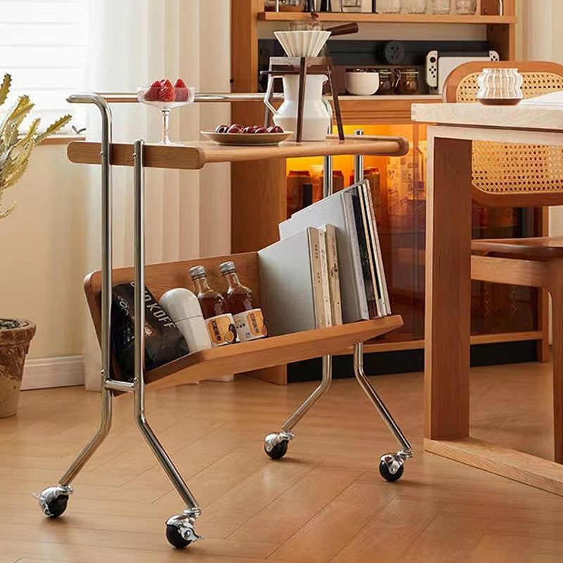 Pootoo's Vintage Mobile Small Cart Storage Rack displayed in the kitchen, providing a convenient storage solution. Its vintage style perfectly complements the modern kitchen, adding both practicality and aesthetic appeal.