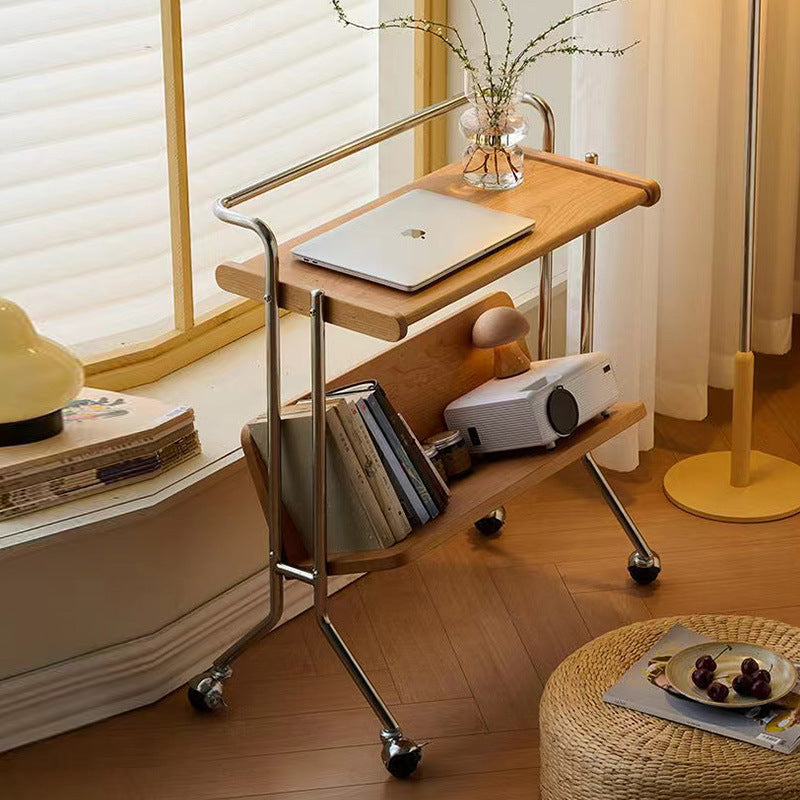 Pootoo's Vintage Mobile Small Cart Storage Rack displayed in the bedroom, offering flexible storage space. The vintage design adds a unique style and warmth to the bedroom.