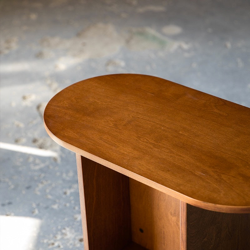 
POOTOO's Vintage Oval & Ocean Plywood Sofa Side Table Top Detail Image Highlighting the smooth finish and elegant design of the tabletop, perfect for displaying decor or holding drinks while adding a touch of sophistication to your space.